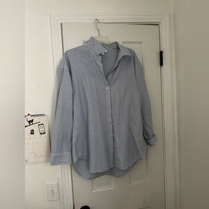 Linen oversized blue strip blouse